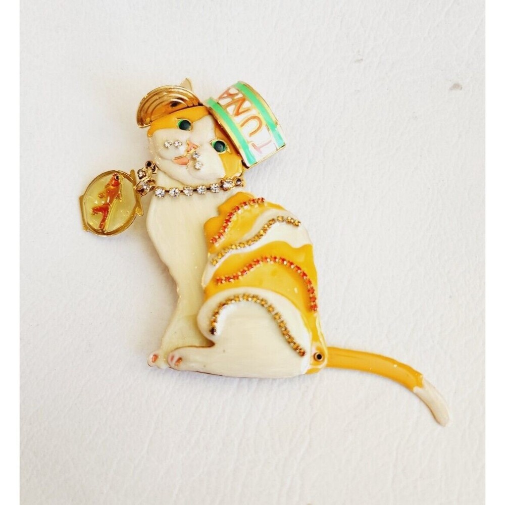 Scarce Latr2Go Cat with Fishbowl Pendent/Brooch Approximately 3"
